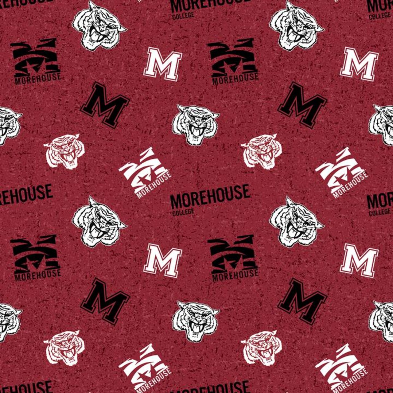 Sykel Enterprises-Morehouse College Cotton Fabric-Morehouse Maroon Tigers Tone On Tone Cotton Quilting Fabric